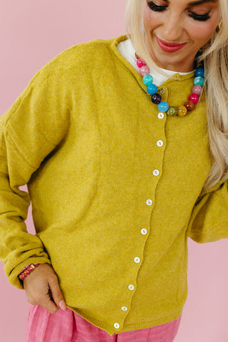 Piper Cardigan in Chartreuse - RESTOCK