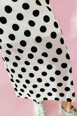 Chandler Velvet Polka Dot Midi Skirt