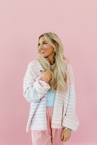 Bowen Open Front Cardigan in Pastel