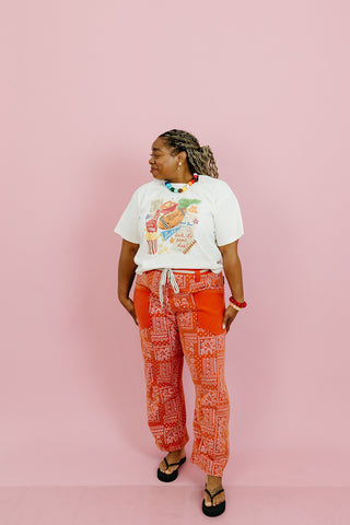 Lonnie Bandana Print Barrel Pants
