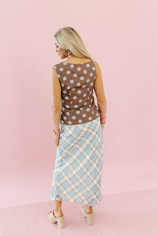 Callie Semi Sheer Plaid Midi Skirt