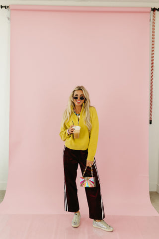 Zoe 3/4 Zip Sweater in Lime