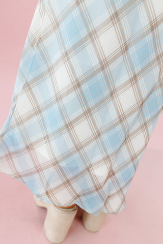 Callie Semi Sheer Plaid Midi Skirt