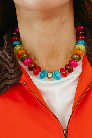 Sugar Beads Necklace in Multi Red
