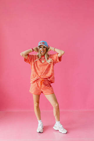 Noah Stripe Shorts in Pink/Red