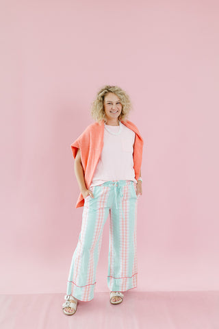 Miriam Checkered Pants in Mint/Pink