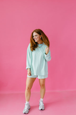 Skye Stripe Short Set in Yellow/Blue