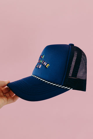 Sunshine Club Trucker Hat in Navy
