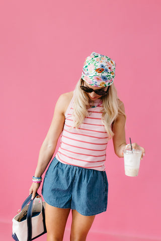 Coco Stripe Tank Top in Blush/Mauve