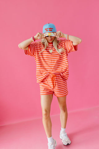 Noah Stripe Shorts in Pink/Red