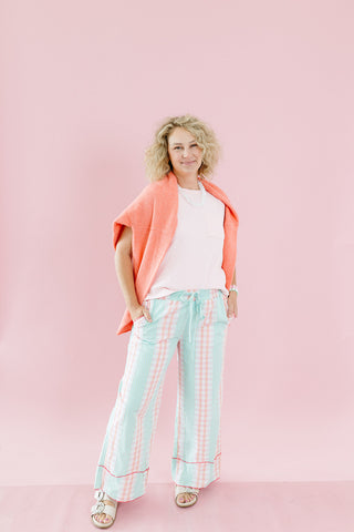 Miriam Checkered Pants in Mint/Pink