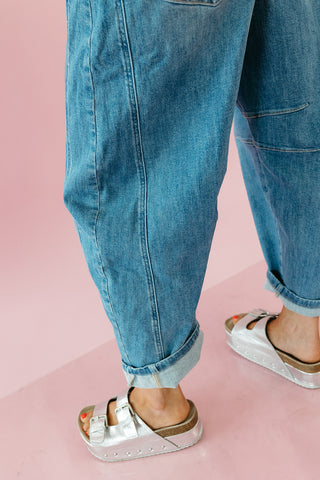 Alanna Stretch Denim Barrel Overalls
