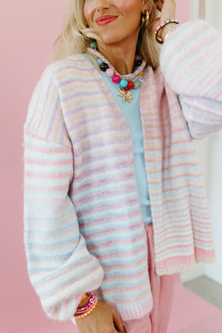 Bowen Open Front Cardigan in Pastel