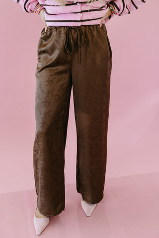Danny Satin Pants in Brown