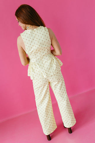 Sinclair Polka Dot Peplum Top in Yellow