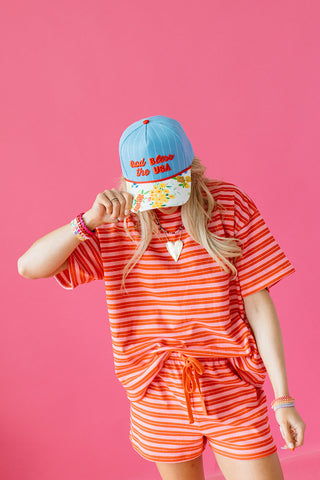Noah Stripe Tee in Pink/Red