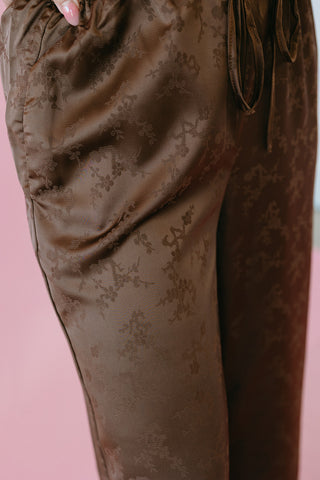 Danny Satin Pants in Brown