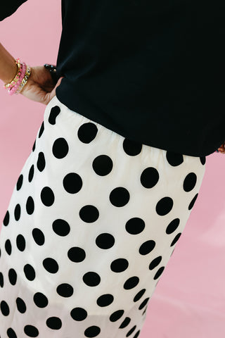 Chandler Velvet Polka Dot Midi Skirt