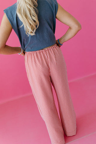Faith Gingham Pants in Red