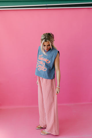 Faith Gingham Pants in Red