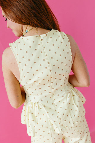 Sinclair Polka Dot Peplum Top in Yellow
