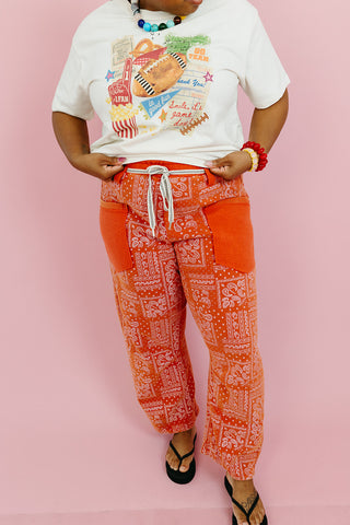 Lonnie Bandana Print Barrel Pants