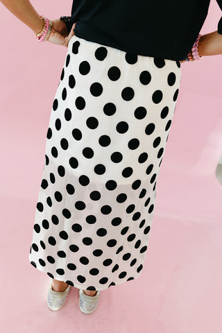 Chandler Velvet Polka Dot Midi Skirt