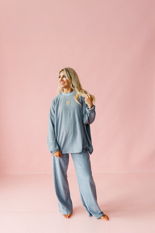 Nyah Striped Tunic Top in Blue/Coco