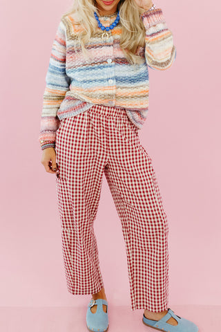 Carson Plaid Pants in Cherry/Cream
