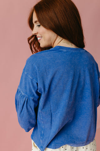 Neely Long Sleeve Top in Cobalt