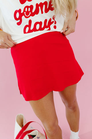 Callahan Ribbed Skort in Cherry Red