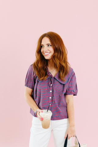 Haven Plaid Collared Top