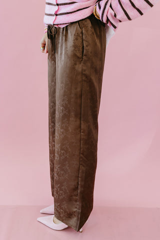 Danny Satin Pants in Brown