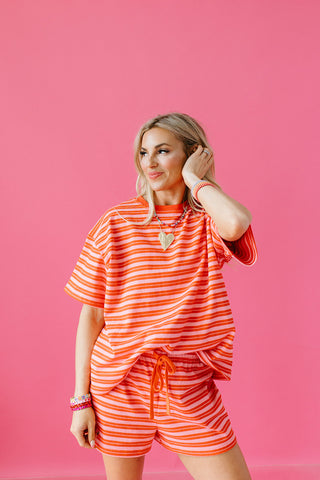 Noah Stripe Shorts in Pink/Red