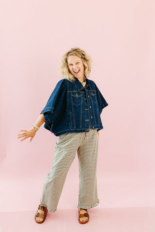 Kit Denim Cape Jacket in Dark Denim