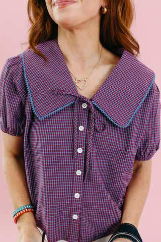 Haven Plaid Collared Top