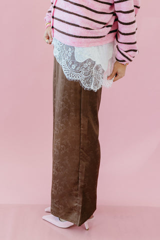 Danny Satin Pants in Brown