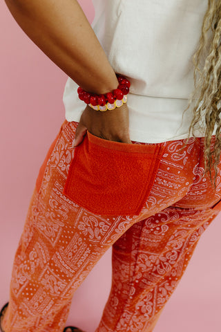 Lonnie Bandana Print Barrel Pants
