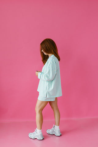 Skye Stripe Short Set in Yellow/Blue