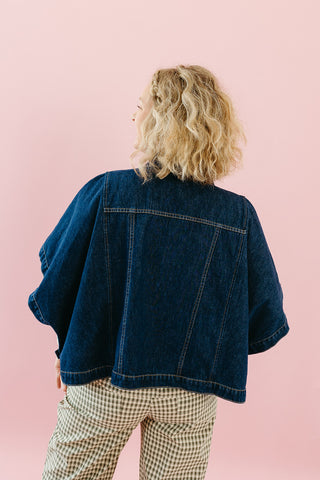 Kit Denim Cape Jacket in Dark Denim
