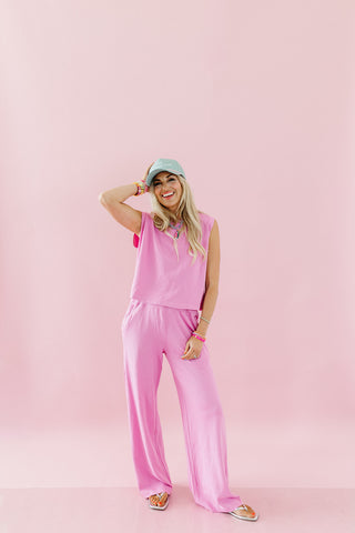 Lulu Knit Pant Set in Berry