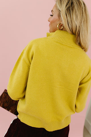 Zoe 3/4 Zip Sweater in Lime