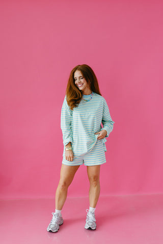 Skye Stripe Short Set in Yellow/Blue