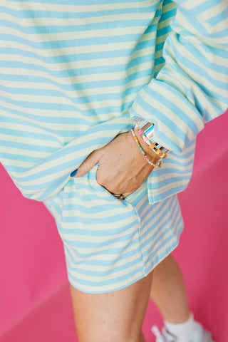 Skye Stripe Short Set in Yellow/Blue