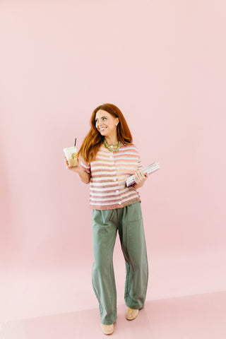 Bowen Short Sleeve Cardigan in Berry Mix