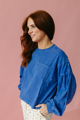 Neely Long Sleeve Top in Cobalt
