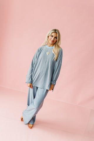 Nyah Striped Lounge Pants in Blue/Coco
