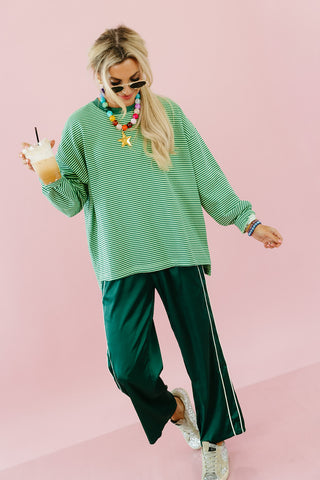 Tucker Stripe Long Sleeve Tee in Lime/Green