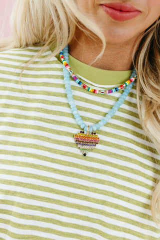 Emma Slub Stripe Tee in Light Green