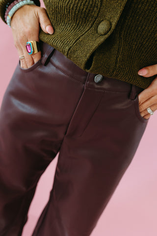 Elaine Stretch Faux Leather Wide Leg Pants